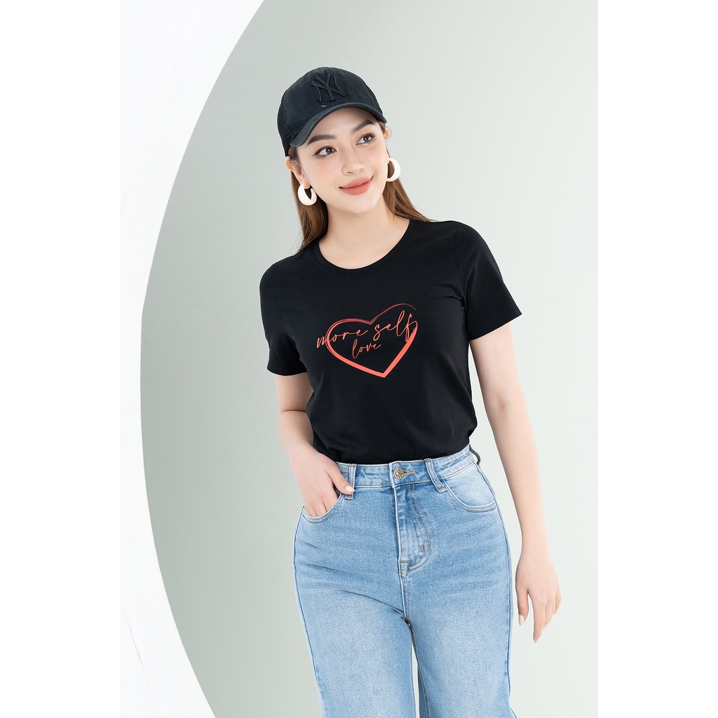 Áo phông in hình tim chất liệu Cotton Compact LOZA PT402046