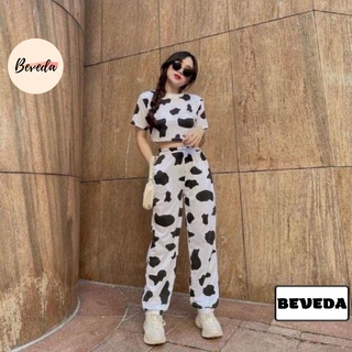 Set bộ bò sữa hot hit áo croptop + quần jogger