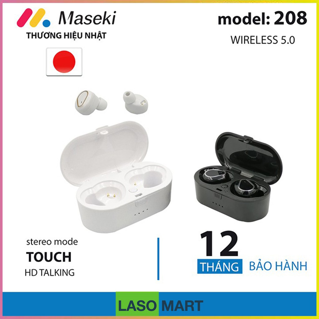 [Bảo hành 1 năm] Tai nghe bluetooth không dây nút cảm ứng Maseki model 208 (auth)