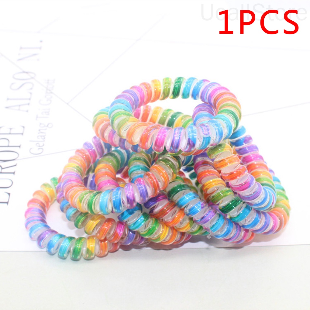Dây Cột Tóc Lò Xo Co Giãn Màu Sắc Cầu Vồng Dành Cho Nữ Mã 1