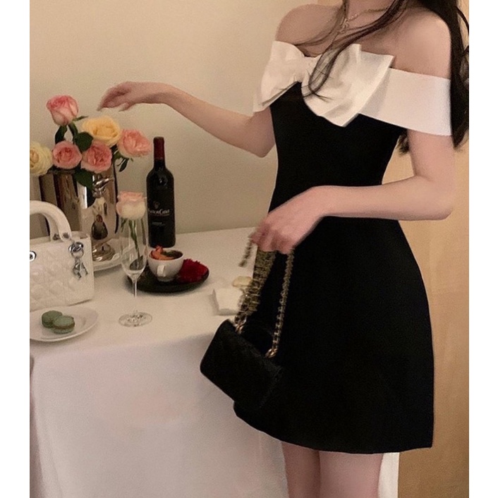 RINNEE DRESS/ ĐẦM CÚP NGỰC HOẠ TIẾT NƠ CHẤT LIỆU TAFTA