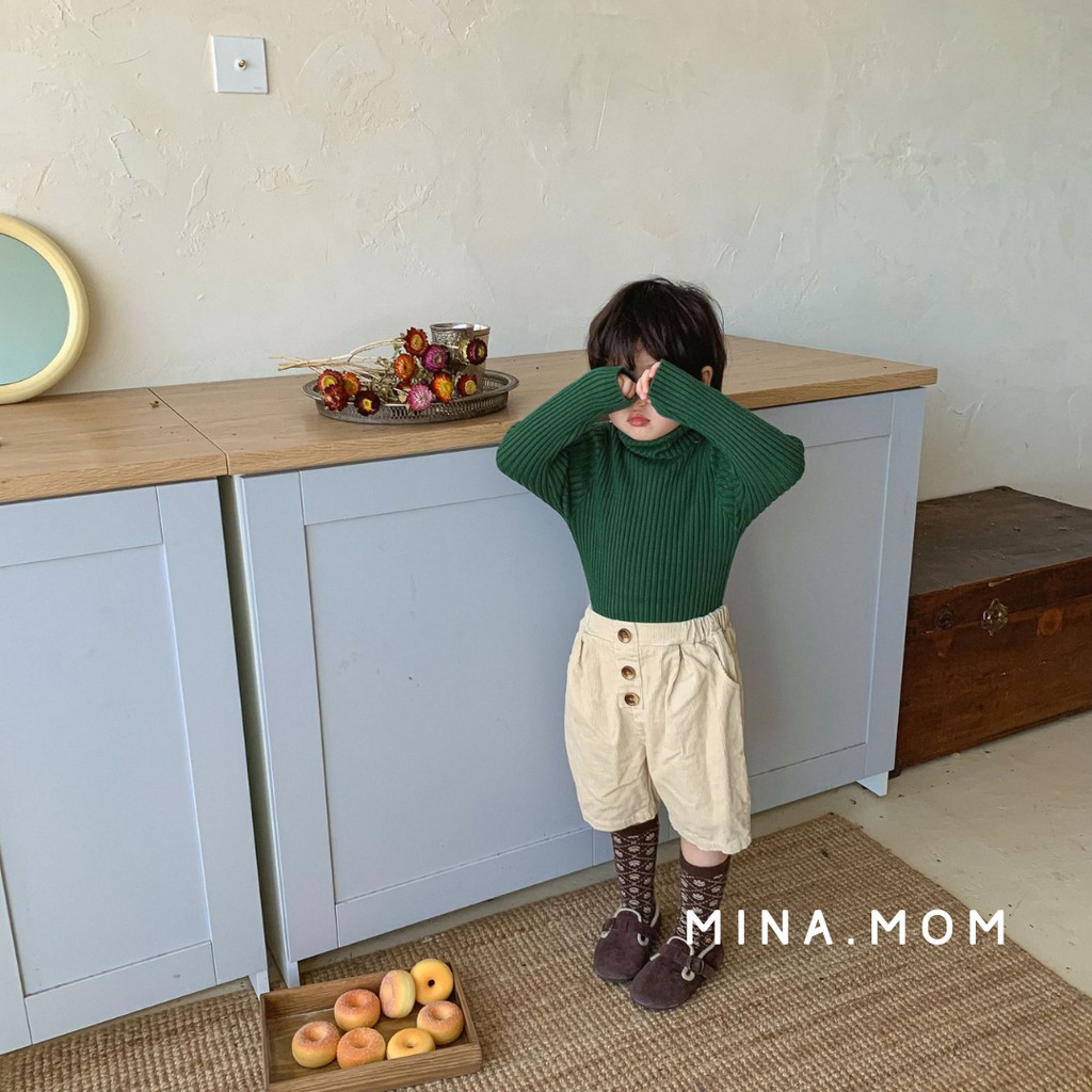 Áo len cao cổ cho bé trai, bé gái  mina.mom  áo len cổ lọ phong cách Hàn Quốc cho bé mềm, đẹp