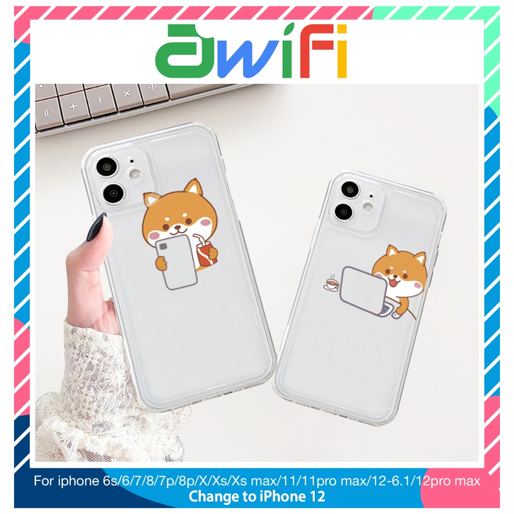 Ốp lưng iphone trong cạnh vuông BVC shiba 6plus/6s/6splus/7/7plus/8/8plus/x/xr/xs/11/12/pro/max/plus/-Sale Sốc A3-1