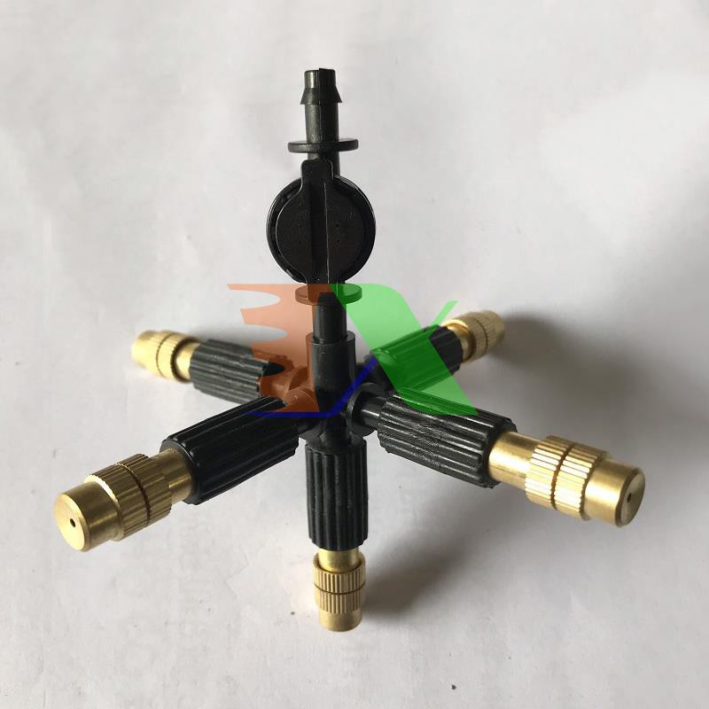 Bộ 5 đầu tưới Phun sương bằng đồng 250Lit/h + Chặn áp 4/7mm
