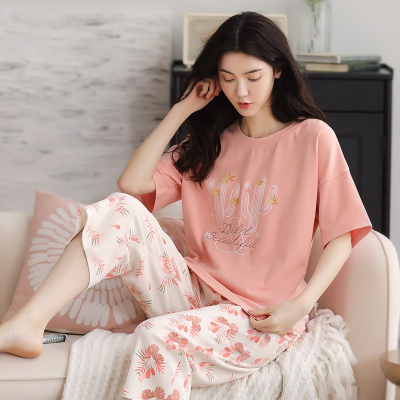 Đồ bộ lửng Quảng Châu cao cấp: Bộ mặc nhà chất chất vải COTTON 100% tự nhiên thông thoáng ngày hè