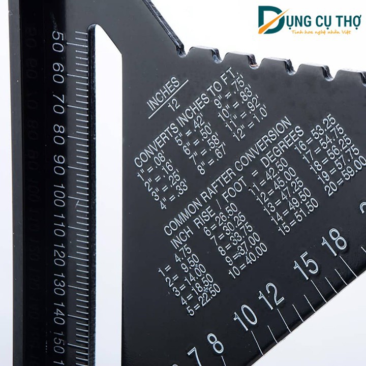 Thước eke, ke góc chuyên dụng làm mộc 12", nhôm nguyên khối, độ chính xác cao