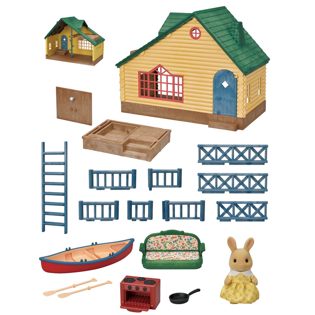 MỚI Đồ Chơi Sylvanian Families Ngôi Nhà Gỗ Ven Sông Log Cabin Gift Set