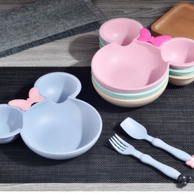 Bát tập ăn có 3 ngăn hình chuột micky cực ngộ nghĩnh - Duonghieu6789