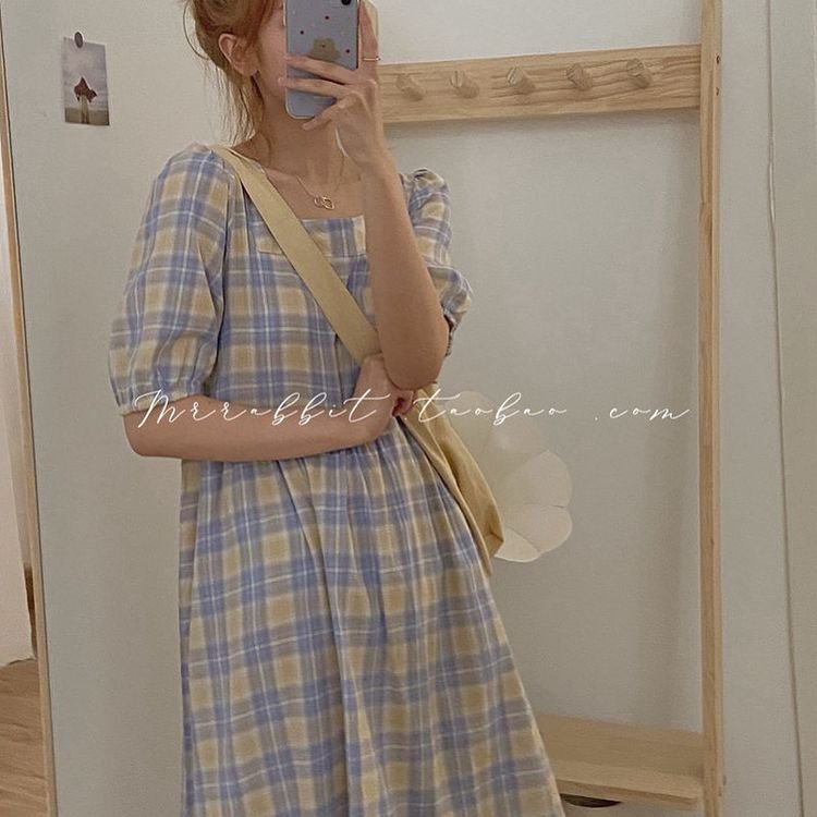 [Mã FASHIONI9 giảm 10k đơn từ 0đ] Đầm ullzang dài màu xanh nhẹ nhàng pastel, Đầm thời trang mới phong cách hè 2021