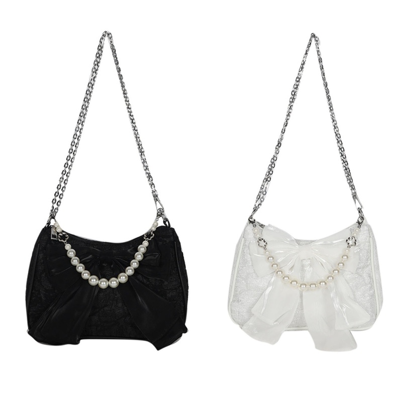 Túi Đeo Vai / Kẹp Nách Quai Xích Đính Ngọc Trai Sang Trọng Cho Tiệc Cưới