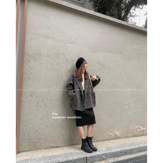 Áo Dạ Nữ, Dạ Kẻ Caro, Hàng xuất Hàn VNXK loại 1, Da vest kẻ Kaki nữ có Lông, Da Tweed Dáng Dài ( co bigsize ) | BigBuy360 - bigbuy360.vn