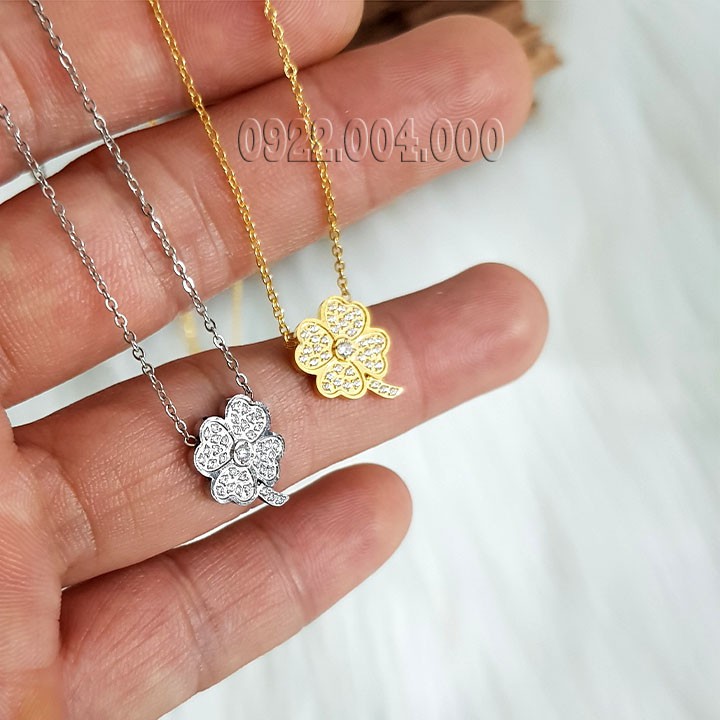 Dây chuyền cỏ bốn lá, dây chuyền nữ titan cỏ 4 lá DZ1689