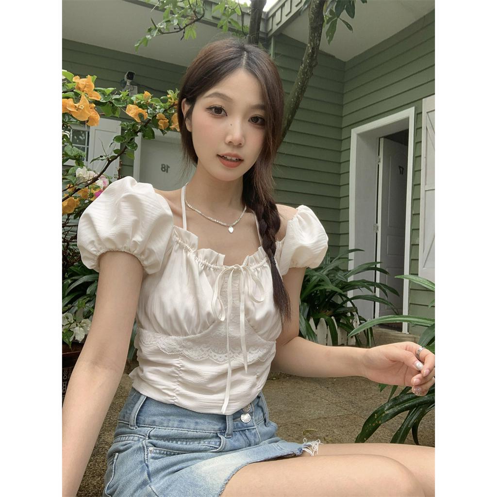 Áo Sơ Mi Cổ Yếm Phong Cách Chic Xinh Xắn Cho Nữ  tao bao