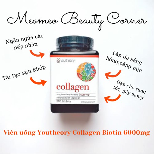 Viên Uống Collagen Max Youtheory Collagen Biotin 6000mg