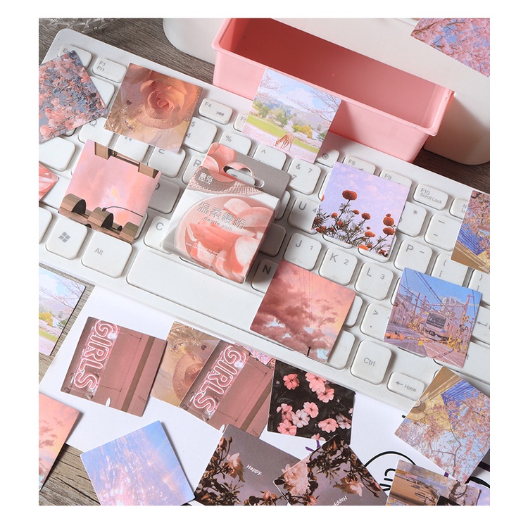 Bộ 46 Miếng Dán Trang Trí Sổ Tay/Nhật Ký Hình Bột Cherry Dễ Thương DIY