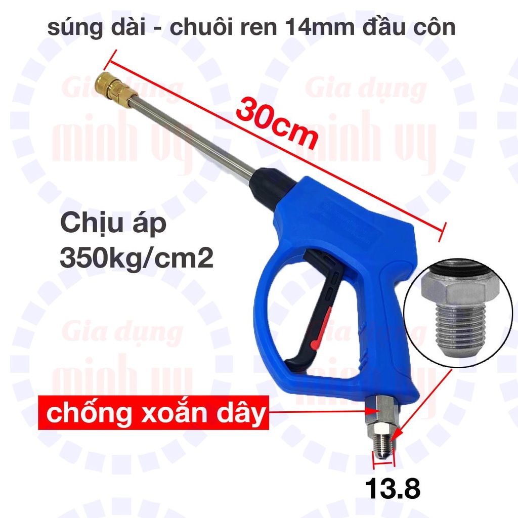 SUNG RUA XE cao áp - van đồng lõi sứ - chịu áp 350Kg - chống xoắn dây