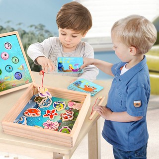 Bộ đồ chơi câu cá gỗ nam châm 3D cho trẻ em