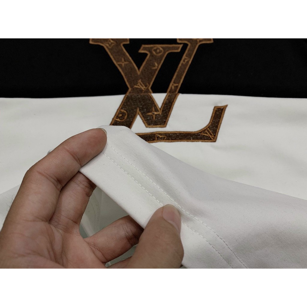 Áo thun nam POLO có cổ tay ngắn thêu LV vải cotton dày mịn co dãn thoáng khí 2 màu trắng đen cao cấp-AHFASHION | BigBuy360 - bigbuy360.vn