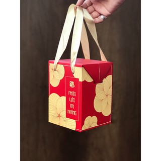 Hộp đơn mẫu Hoa rẻ quạt đựng bánh quy, bánh dứa, kẹo siêu xinh kích thước 11*15*11cm