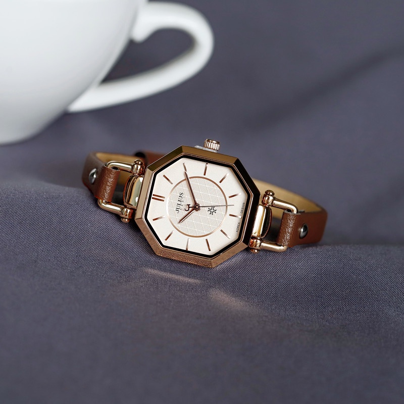 Đồng Hồ Quartz JULIUS JULIUS Mặt Đa Giác Dây Đeo Da 750
