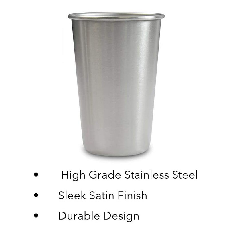 Premium Stainless Steel Cups - 16.9 Ounce Stainless Steel Pint Cup Tumblers - Eco-Friendly (5 Pack)