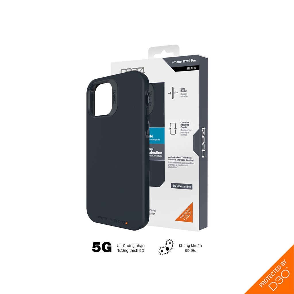 Ốp lưng chống sốc Gear4 D3O Rio Snap 4m hỗ trợ sạc hỗ trợ sạc không dây cho iPhone 12 series