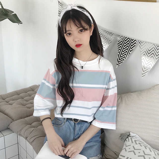 Áo thun kẻ(có ảnh thật ở cuối)