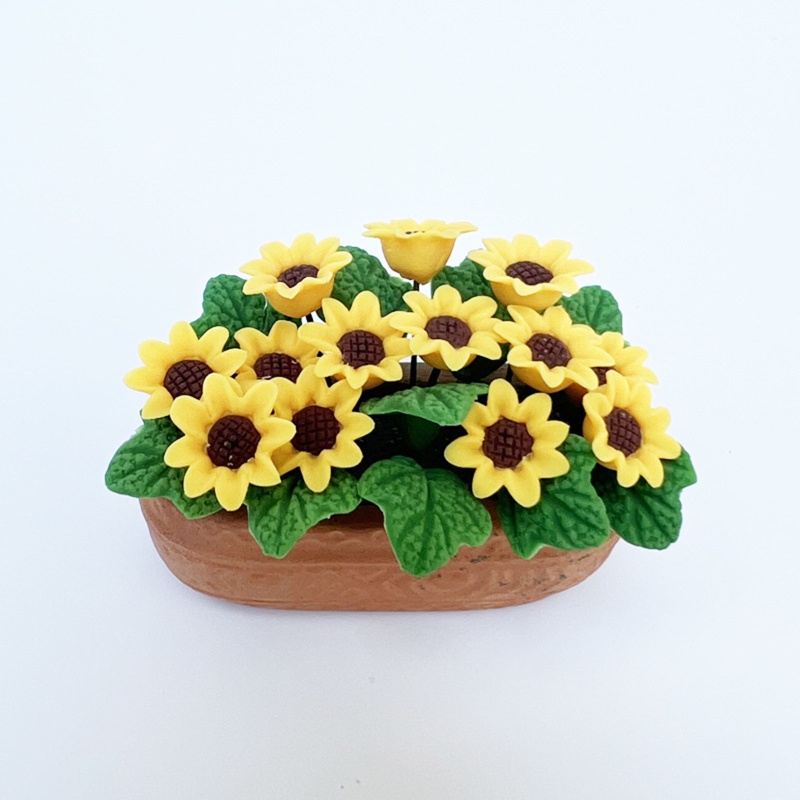 Chậu Cây Hoa Hướng Dương Nhân Tạo Mini Bằng Resin Kích Thước 1 / 12 Dùng Trang Trí Nhà Búp Bê / Tiểu