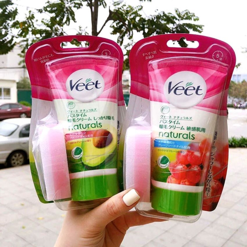 [Chính Hãng] Kem tẩy lông Veet Nhật chiết xuất quả bơ kèm mút