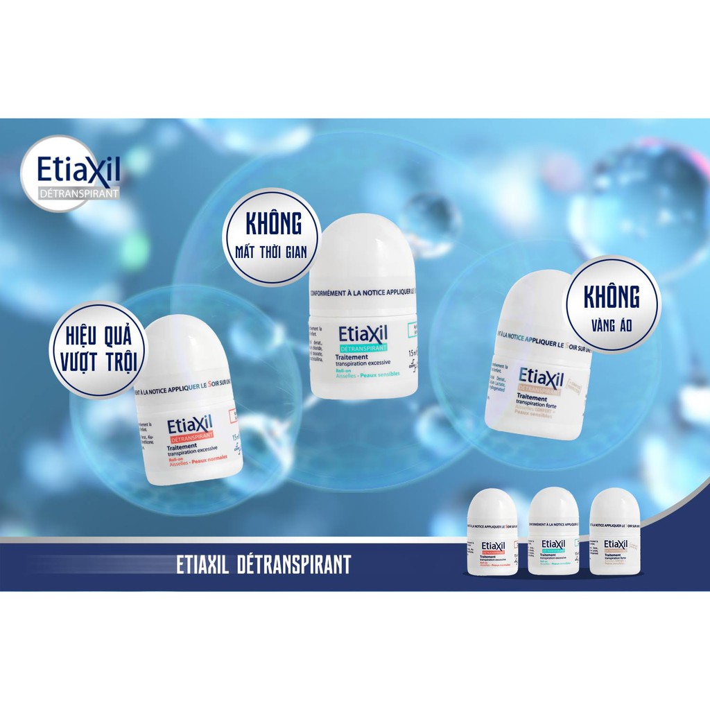 Lăn khử mùi Etiaxil Détranspirant Aisselles Peaux Sensibles 15ml _ Khử mùi cơ thể 48h _ Etiaxil Chính Hãng