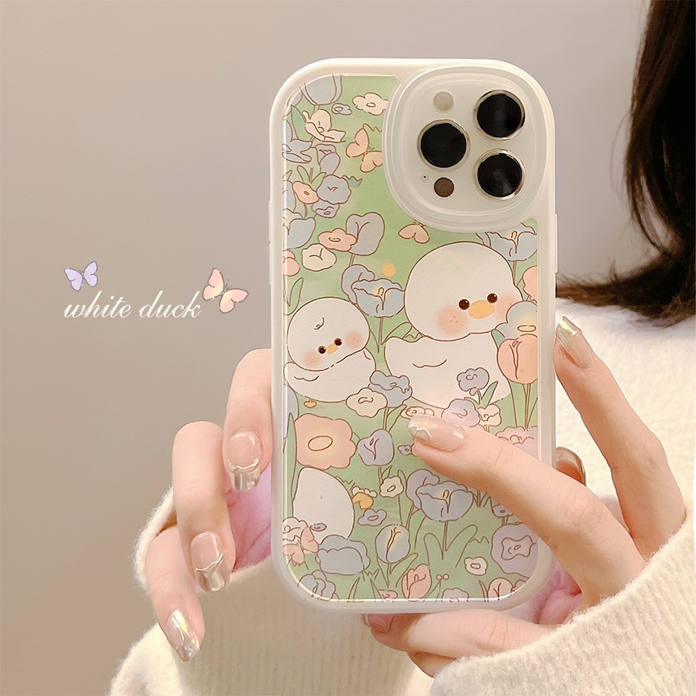 Ốp Điện Thoại Mềm Bảo Vệ Camera Họa Tiết Hoa/Vịt Cho IPhone 13 12 11 Pro Max X XR XS 7 8 Plus