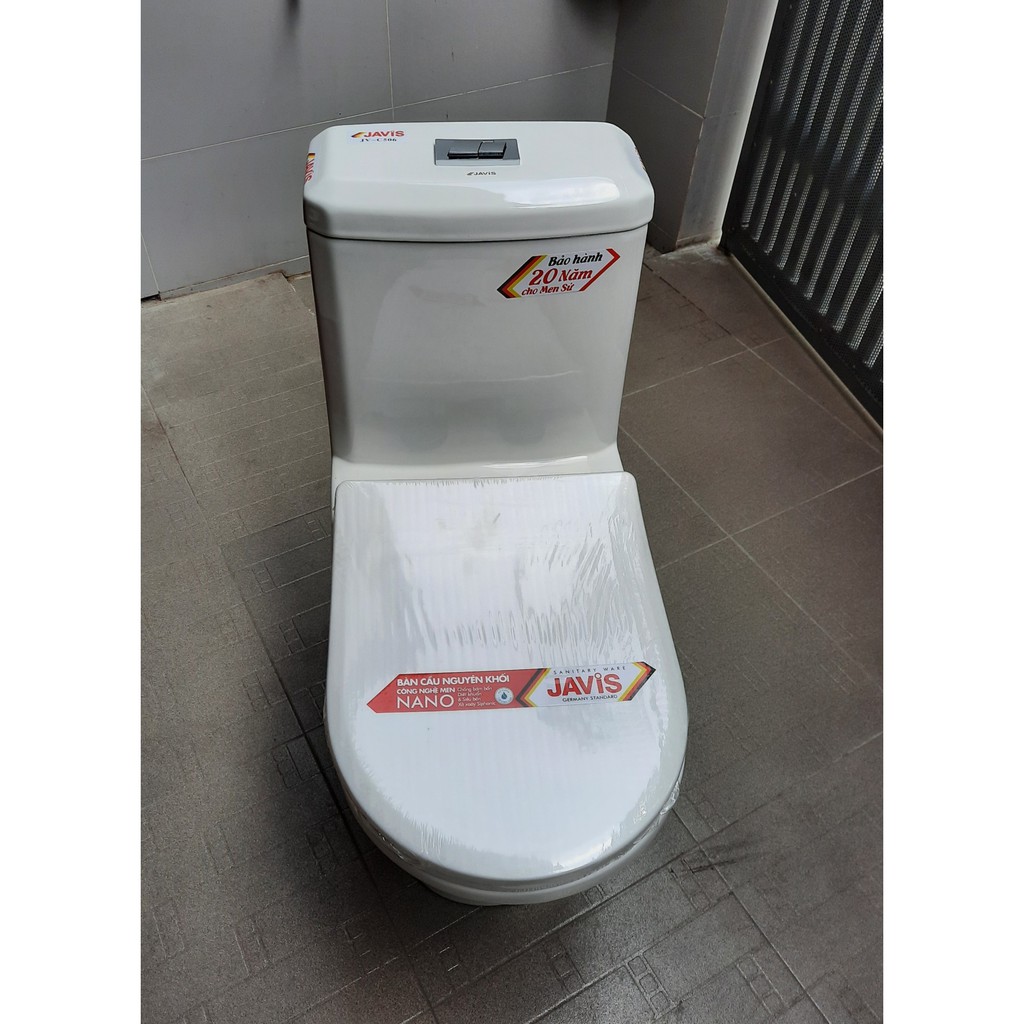 Bồn cầu liền khối JAVIS JV-C506, công nghệ men Nano, chống bám bẩn và diệt khuẩn, siêu bền.