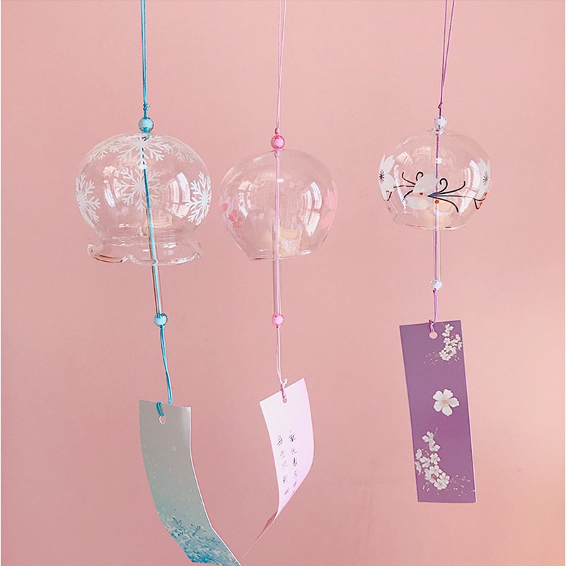 Chuông gió thủy tinh Furin mẫu Ô ĐỎ pha lê quà tặng Nhật Bản trang trí bàn học trang trí nhà cửa đẹp