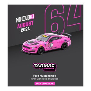Xe Mô Hình Ford Mustang GT4 Pirelli World Challenge 2018 Tỉ lệ 1:64 Hãng sản xuất Tarmac Works ( Hồng )