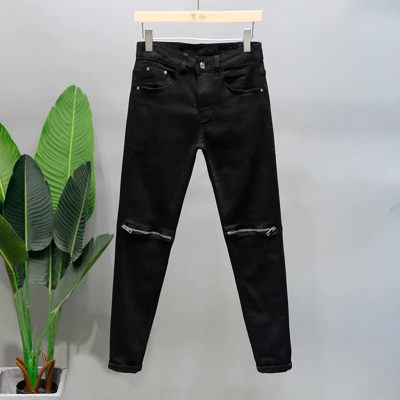 Quần Bò Trắng Rách Vá Da Nam, Quần Jeans Trắng Rách Vá Da, Quần Bò Nam Siêu Cấp Chất Đẹp Không Phai Màu