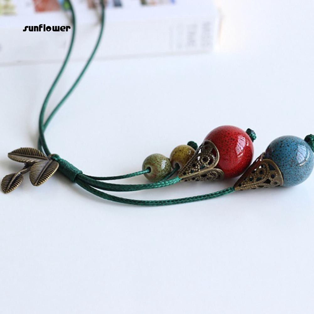 Vòng cổ Hạt Gốm Hình Lá Cho Nữ