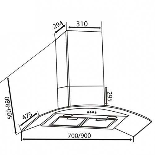 Máy hút mùi Canzy CZ-70TS (Dạng kính cong sang trọng 70cm, Hút êm, Lực hút khỏe)