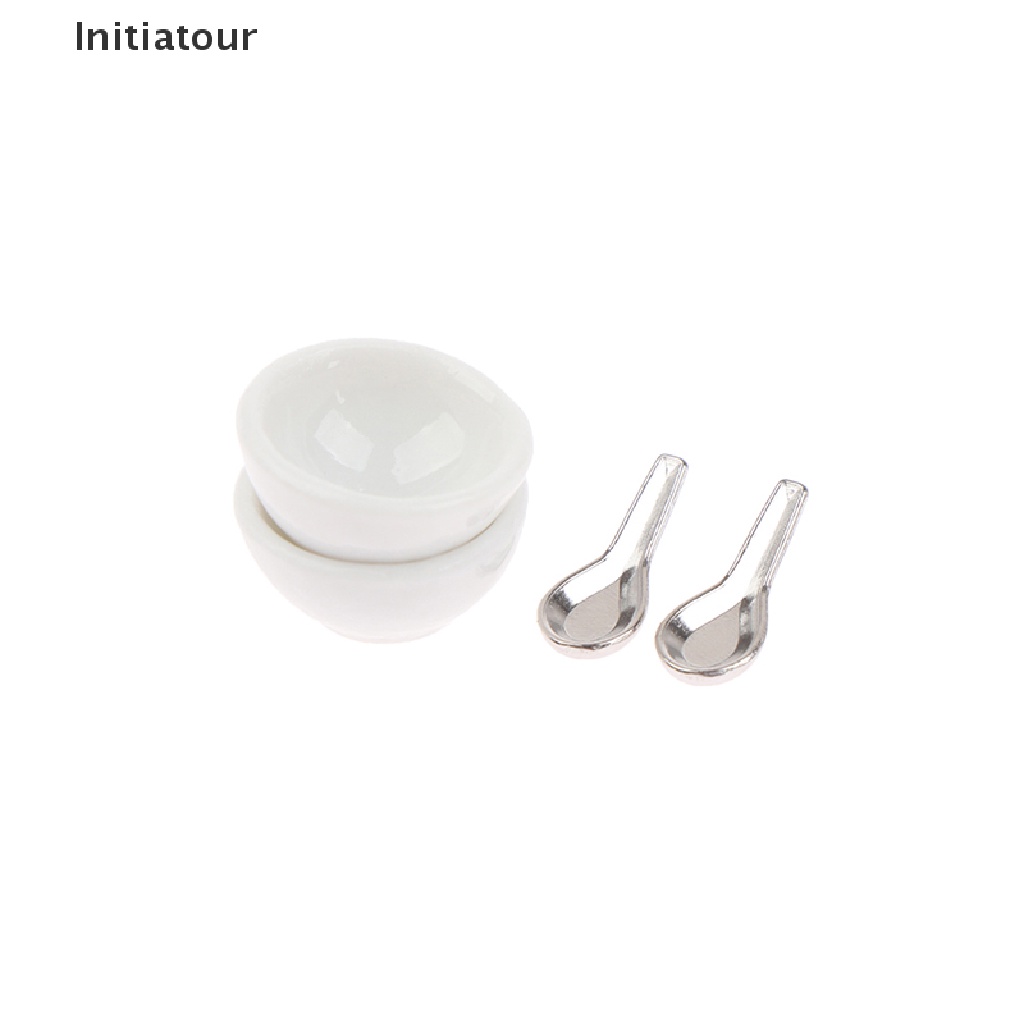 Bộ 4 Tô Muỗng Sứ Mini Tỉ Lệ 1: 12 Trang Trí Nhà Búp Bê