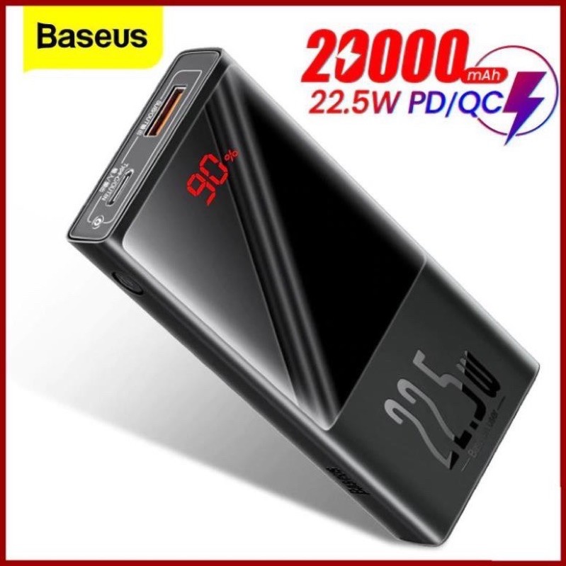 Pin Sạc Dự Phòng Baseus 22.5W Power Bank 20000mah USB C PD Có Đèn LED Màn Hình Hiển Thị Thông Số, Sạc Nhanh QC 3.0