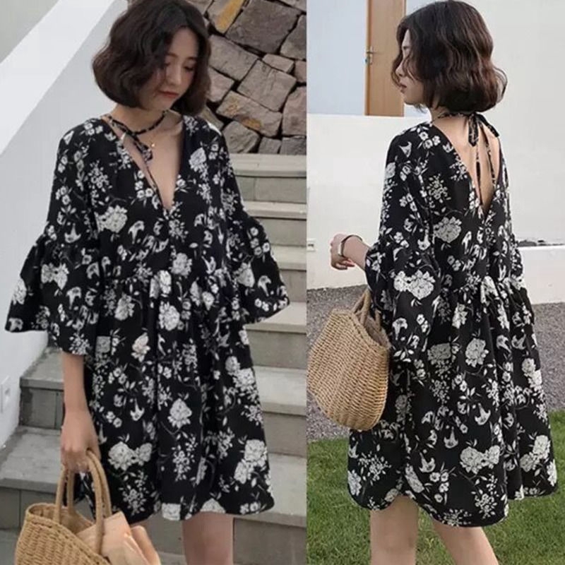 Đầm hoa ngắn tay thời trang dành cho nữ
