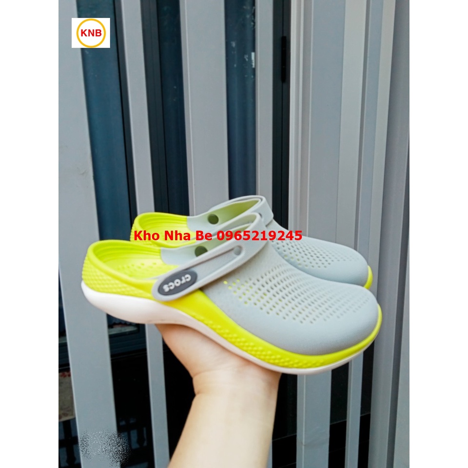 Dép sục cross 360 Literide clog màu ghi vàng, Dép Sục Nam Nữ Literide Clog 360 Đi Nắng Mưa Cao Cấp, hàng xịn