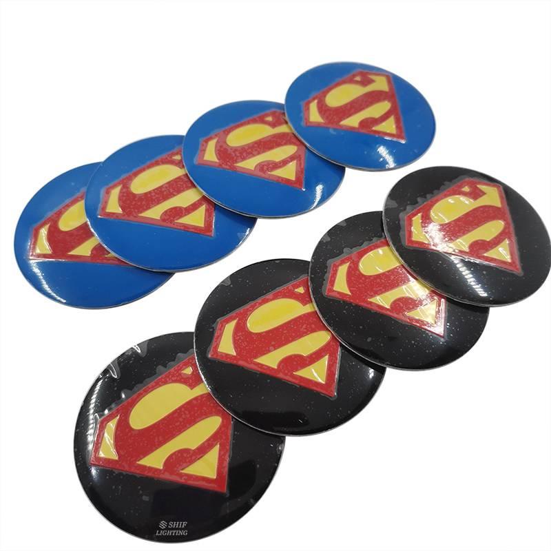 Miếng dán trang trí bánh xe hình logo siêu nhân kích thước 4x56mm