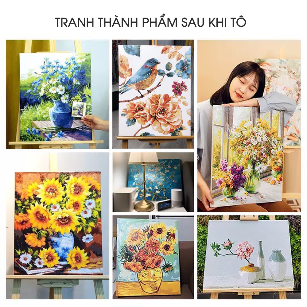 Tranh số hóa cao cấp tự tô màu theo số Smile cho người lớn Van Gogh Bầu trời sao The Starry night T57011