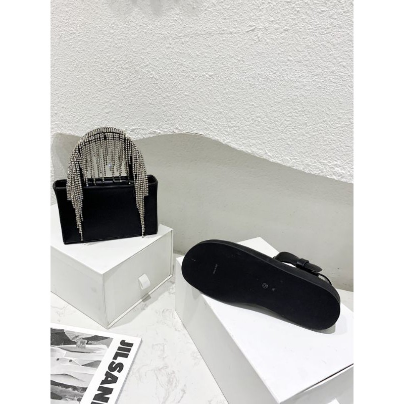 Dép sandal nữ da thật mũi tròn bịt mũi the row