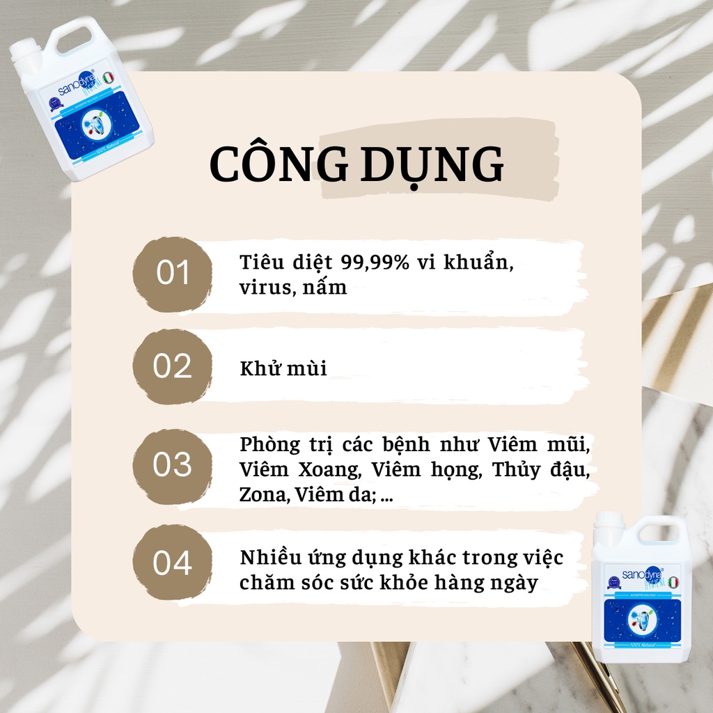 Dung dịch sát khuẩn 100% tự nhiên thương hiệu Sanodyna - Công nghệ Italy  H2L