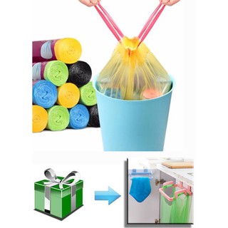 [Freeship] Combo 150 túi rác có quai rút gọn tiện ích + Tặng kèm 3 móc dán chịu lực