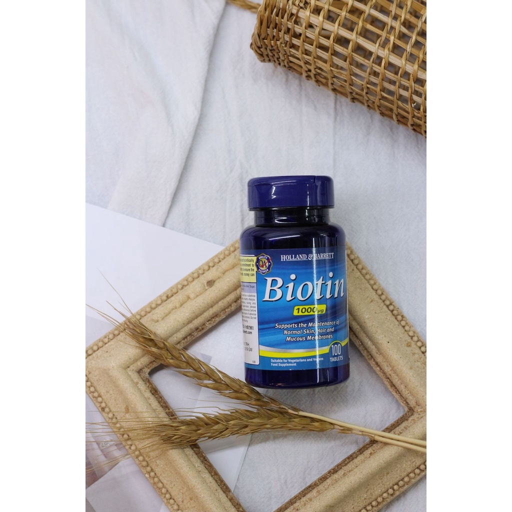 Viên Uống Mọc Tóc HOLLAND BARRETT Biotin Lọ 100 viên Cocolux