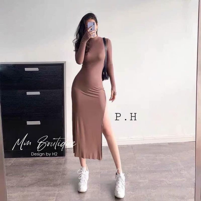 Váy ôm body xẻ cạnh tay xỏ ngón