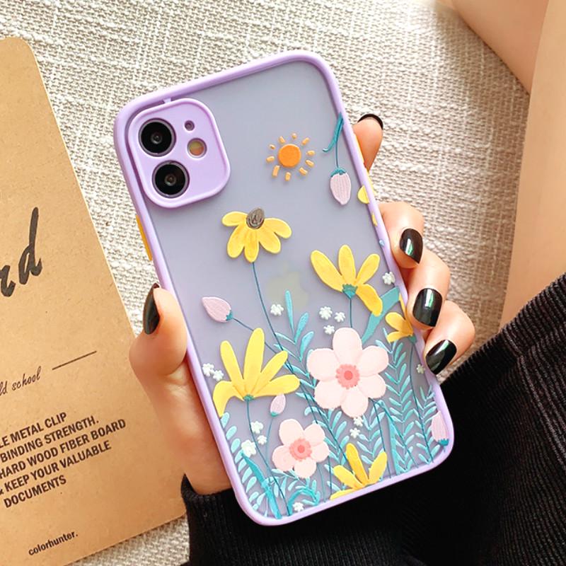 Ốp điện thoại TPU mềm bảo vệ camera họa tiết tranh dầu hình hoa cúc 3D cho IPhone 12 11 Pro Max X Xs Max XR6 8 7 Plus SE | BigBuy360 - bigbuy360.vn