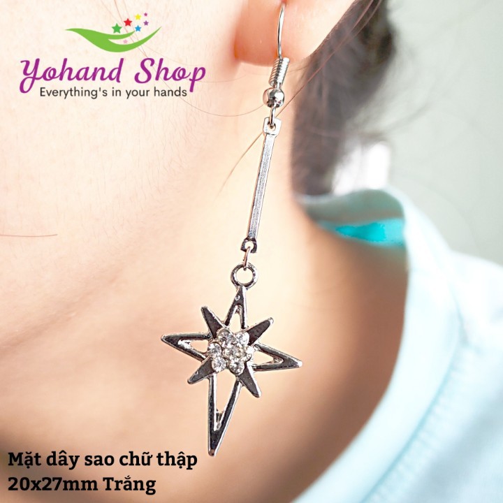 Mặt dây kim loại sao chữ thập ( gói 10 cái) - làm vòng handmade diy